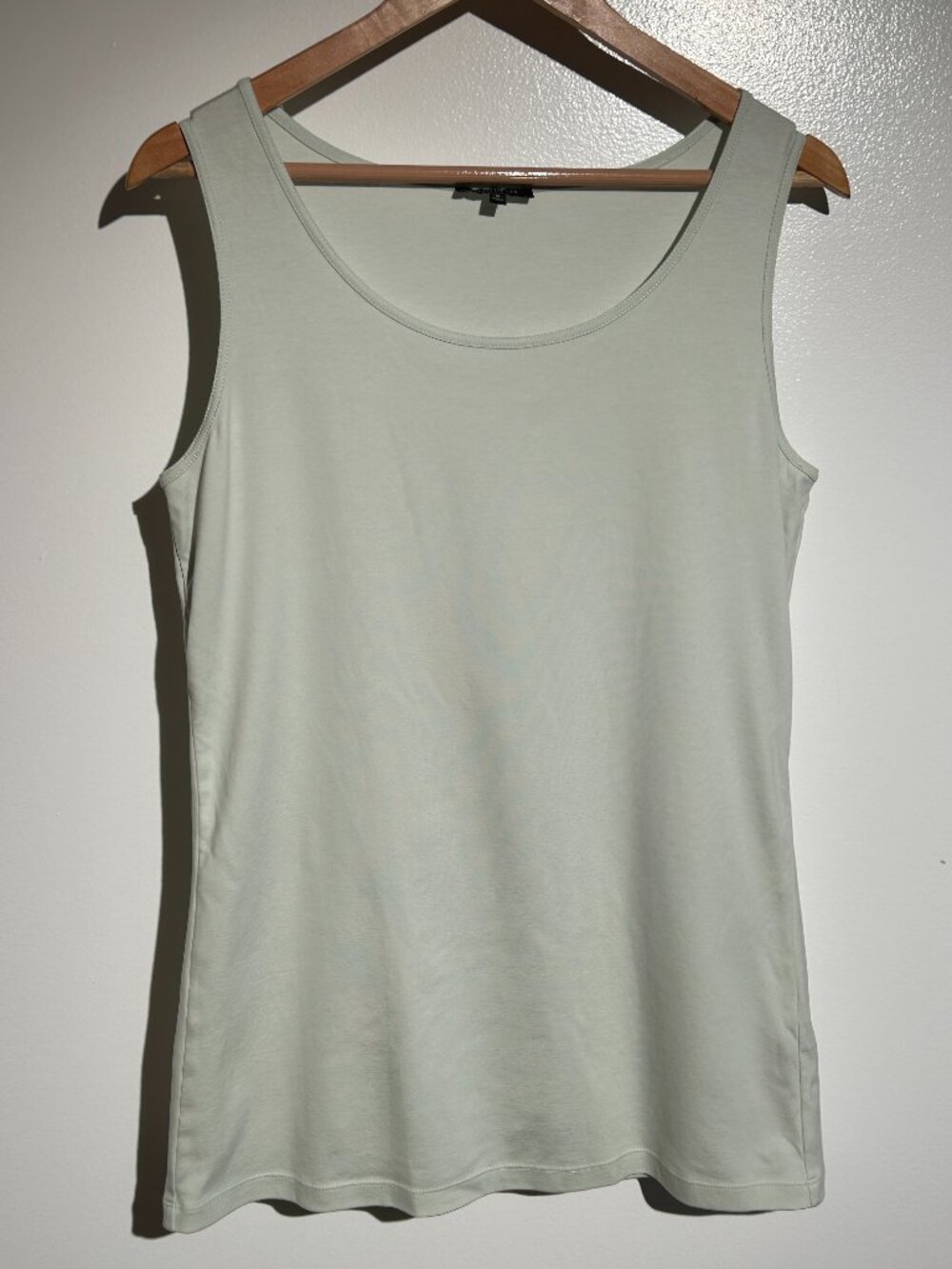 Lafayette 148 New York Women's Mint Green Cotton Stretch Scoop Neck Tank Top L
